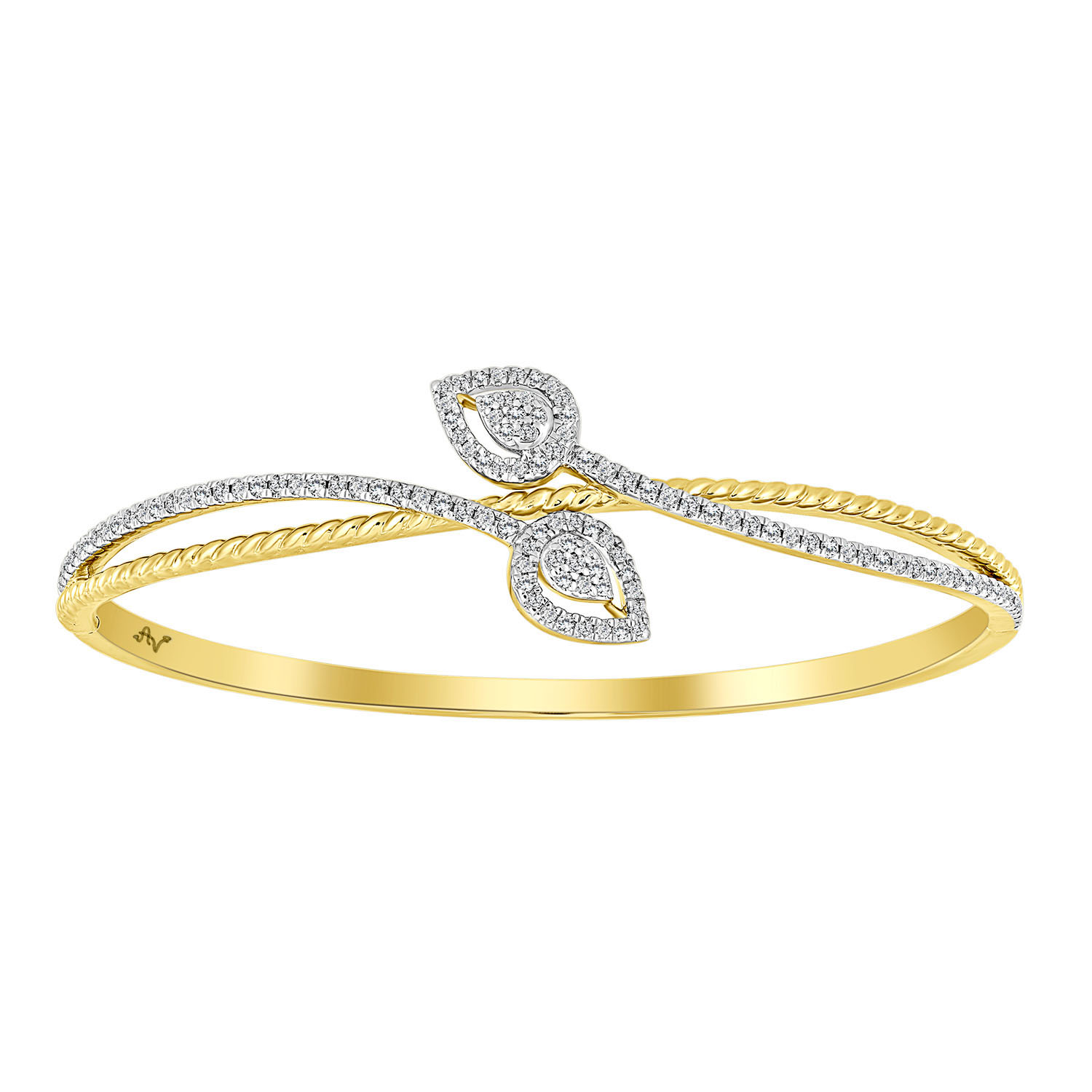 LADIES BANGLE 0.75CT ROUND DIAMOND 14K YELLOW GOLD - Image 1