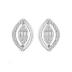 LADIES EARRING 0.32CT BAGUETTE/ROUND DIAMOND 14K WHITE GOLD