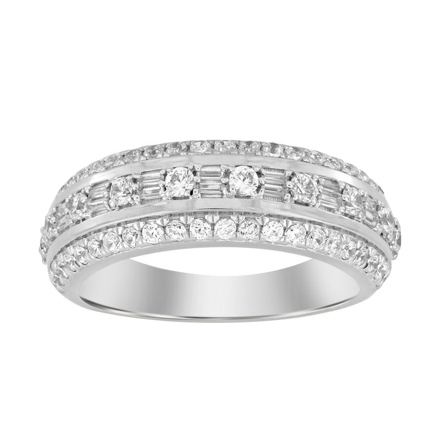MEN'S BAND 1.00CT ROUND/BAGUETTE DIAMOND 14K WHITE GOLD - Image 1