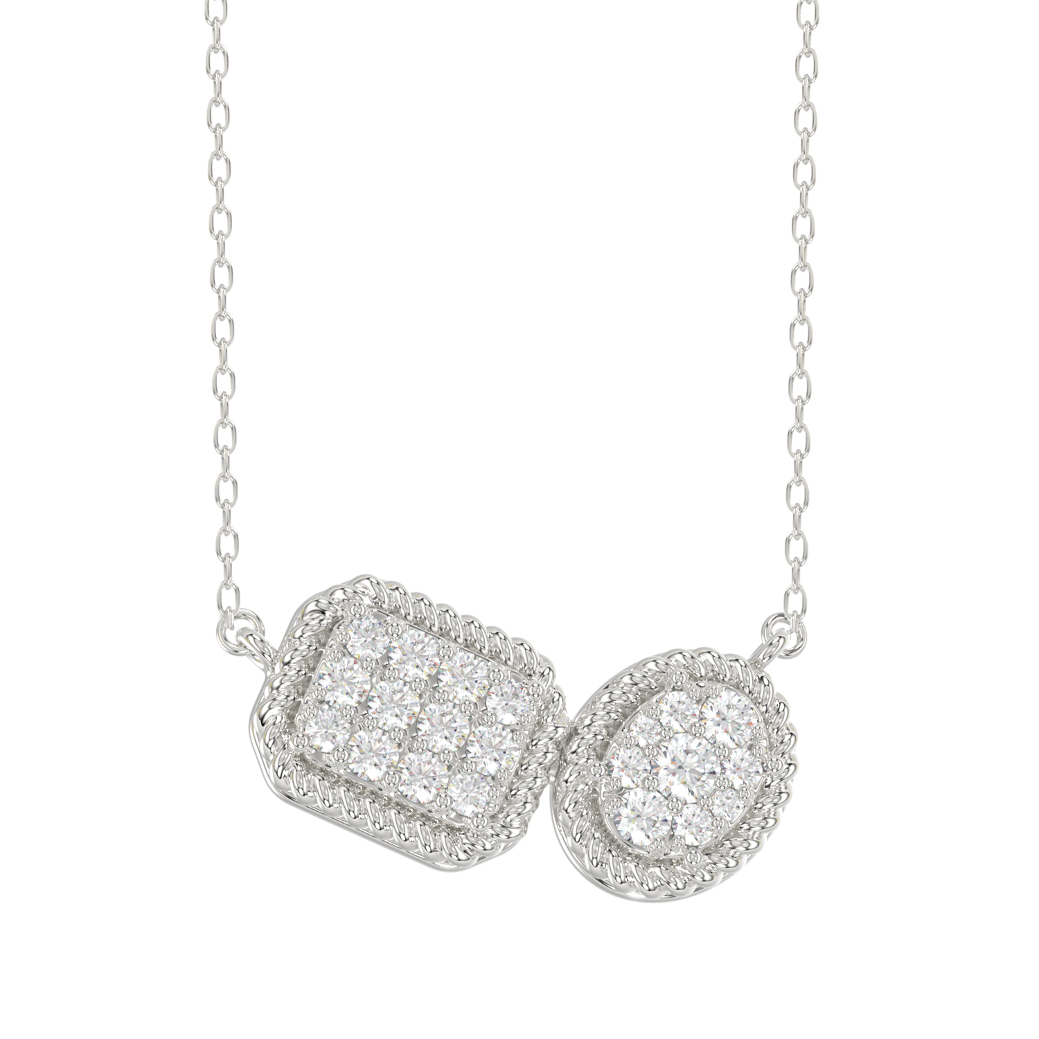 LADIES NECKLACE 0.33CT ROUND DIAMOND 14K WHITE GOLD - Image 1