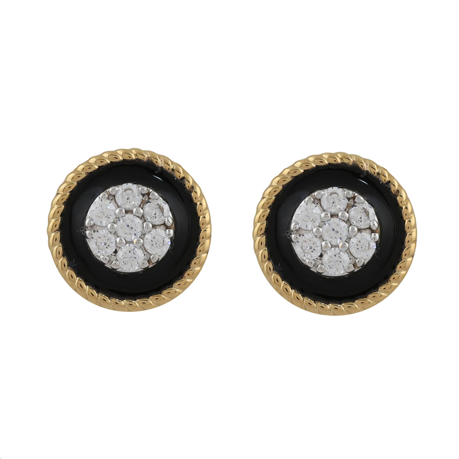LADIES EARRINGS 0.25CT ROUND DIAMOND 14K YELLOW GOLD - Image 1
