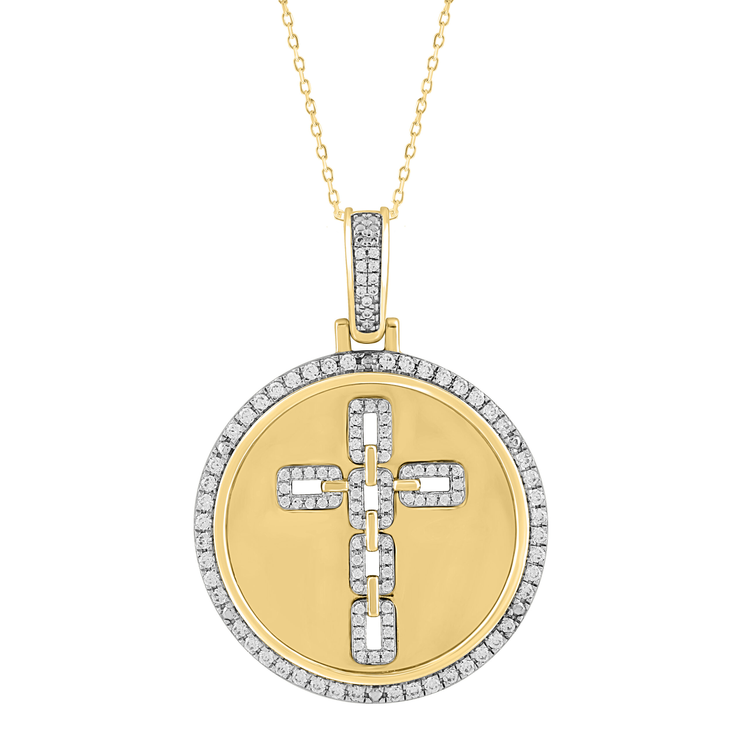 MEN'S CHARM PENDANT 0.50CT ROUND DIAMOND 10K YELLOW GOLD - Image 1