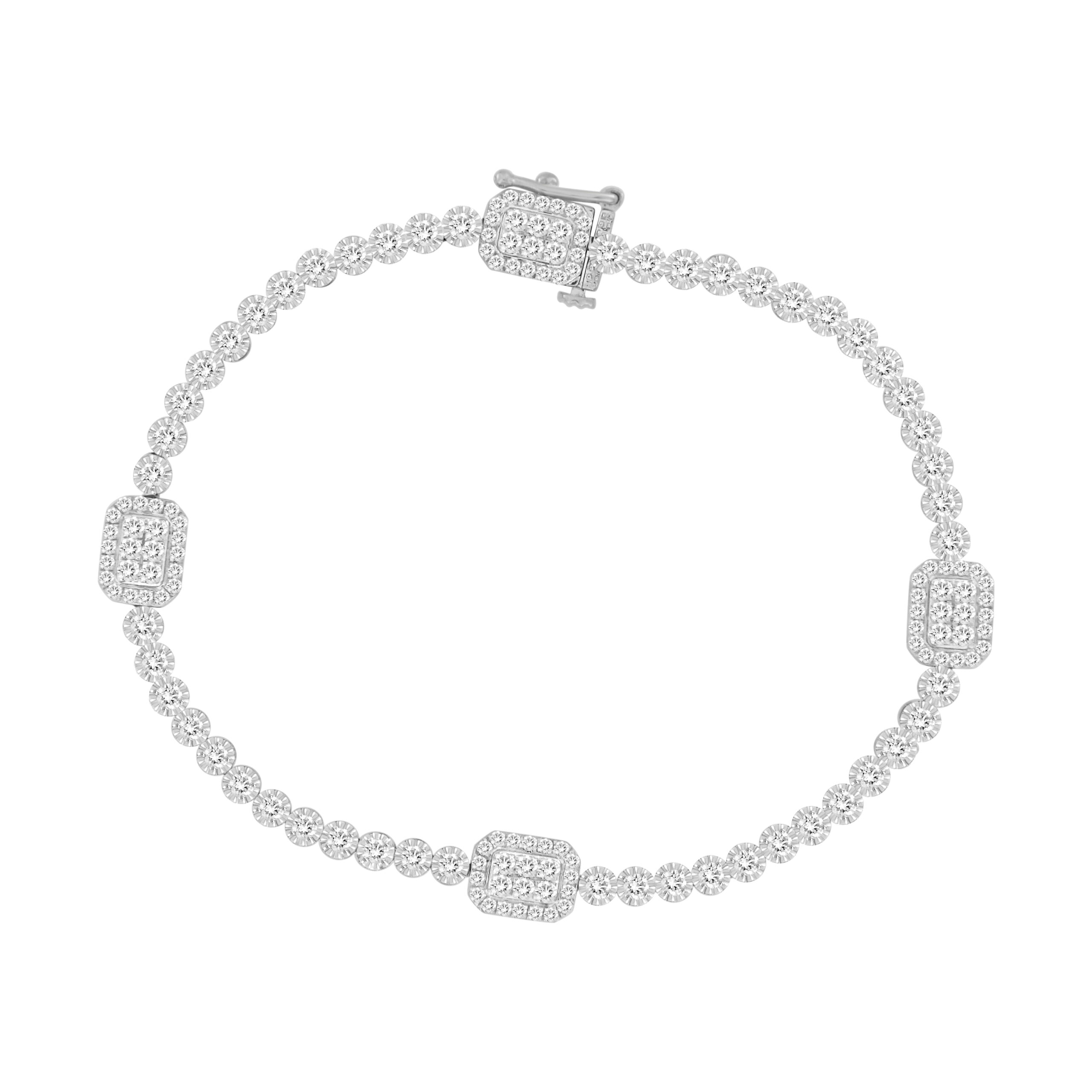 LADIES BRACELET 2.00CT ROUND DIAMOND 14K WHITE GOLD - Image 1