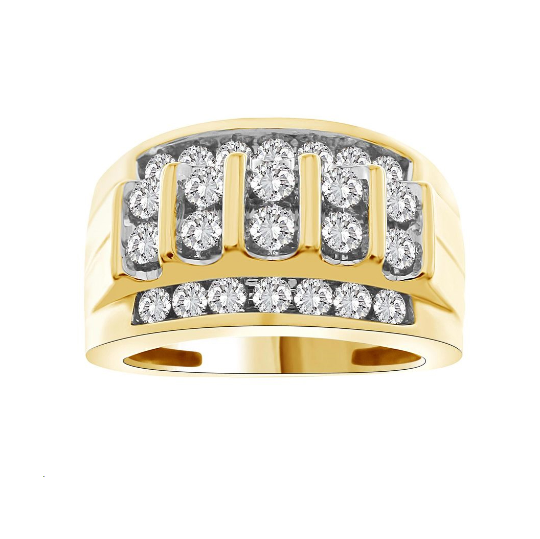 MEN'S RING 1.50CT ROUND DIAMOND 14K YELLOW GOLD - Image 1