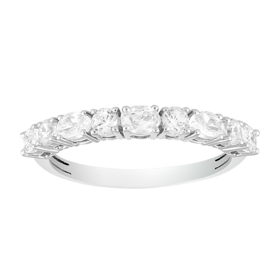 LADIES RING 0.75CT ROUND/OVAL DIAMOND 14K WHITE GOLD - Image 1