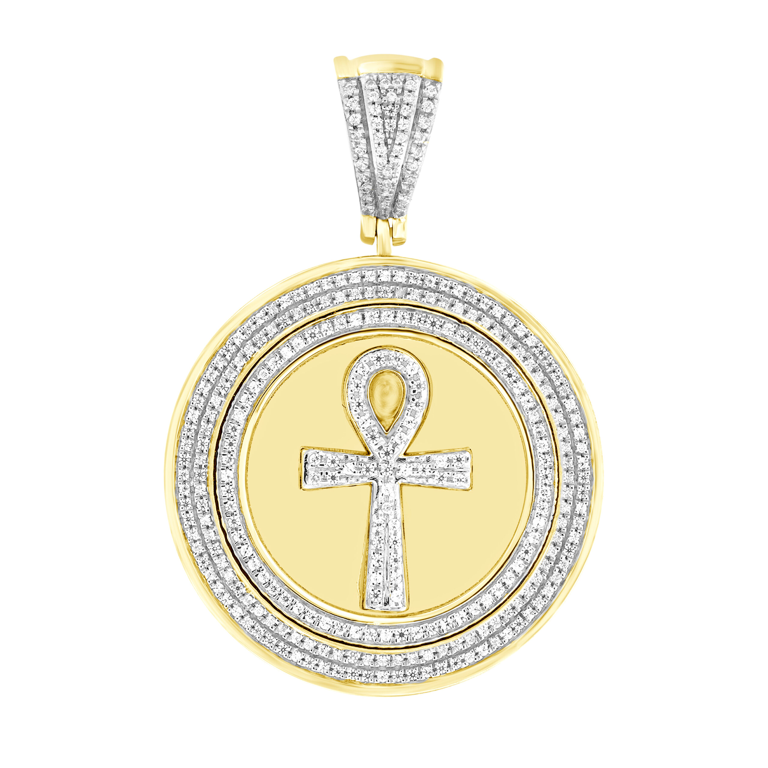 MEN'S PENDANT 0.75CT ROUND DIAMOND 10K YELLOW GOLD - Image 1