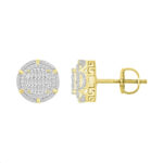 LADIES EARRINGS 0.50CT ROUND/BAGUETTE DIAMOND 10K YELLOW GOLD