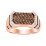 MEN'S  RING 1.00CT ROUND/DARK BROWN DIAMOND 10K ROSE GOLD