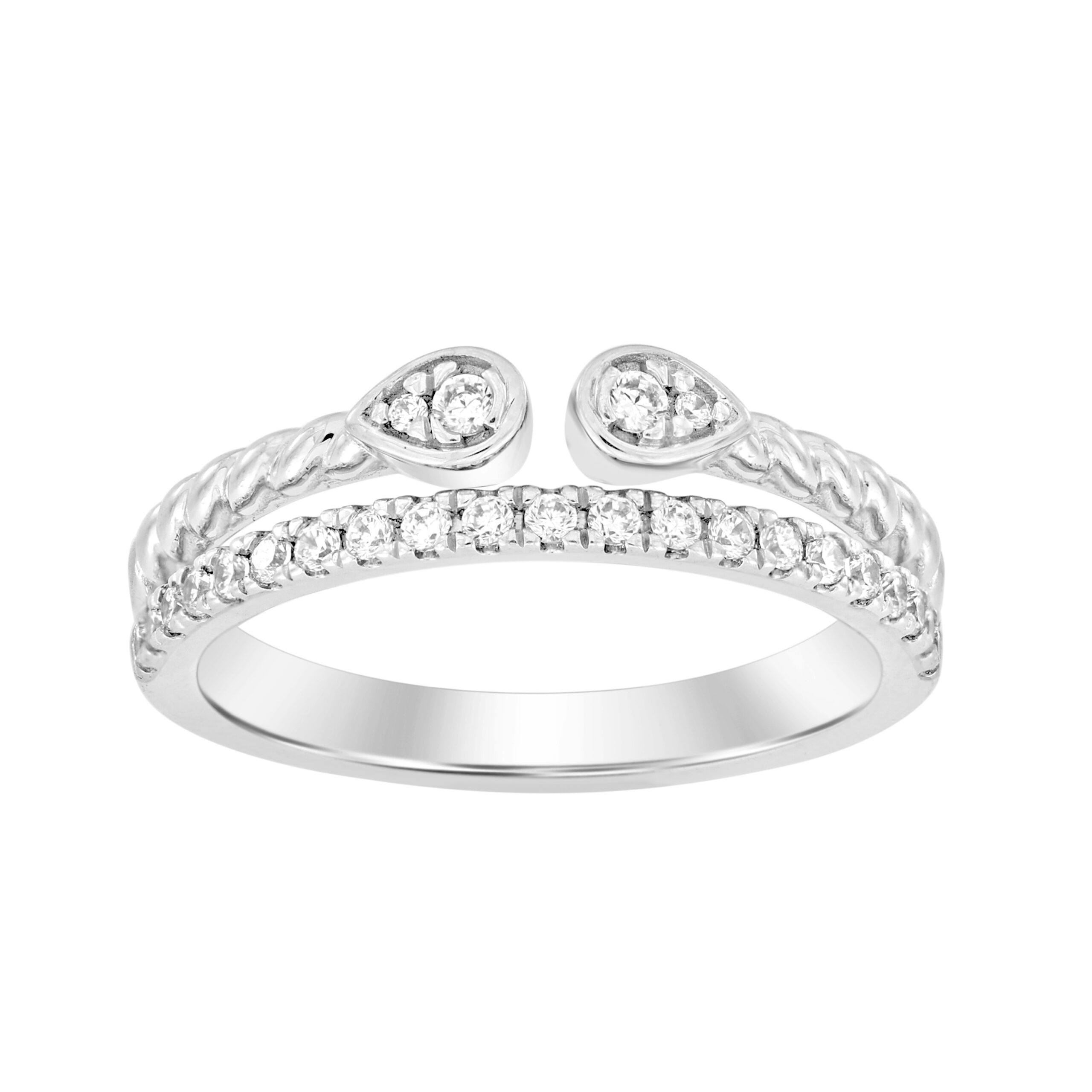 LADIES RING 0.25CT ROUND DIAMOND 14K WHITE GOLD - Image 1