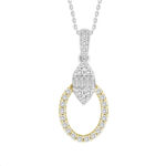 LADIES PENDANT WITH CHAIN 0.25CT ROUND/BAGUETTE DIAMOND 14K YELLOW GOLD