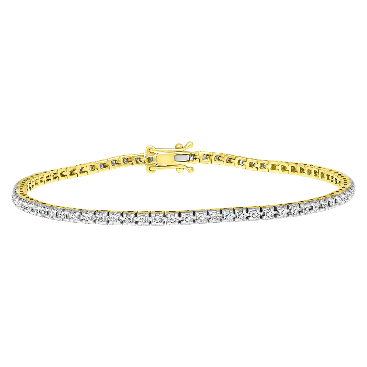 LADIES BRACELET 1.00CT ROUND DIAMOND 14K YELLOW GOLD(SI QUALITY) - Image 1
