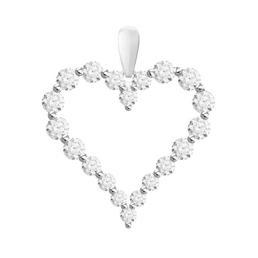 LADIES HEART PENDANT WITH CHAIN 0.50CT ROUND DIAMOND 10K WHITE GOLD - Image 1