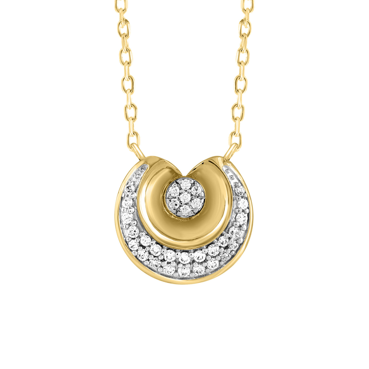 LADIES NECKLACE 0.10CT ROUND DIAMOND 10K YELLOW GOLD - Image 1