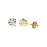 LADIES SOLITAIRE EARRINGS 1.00CT ROUND DIAMOND 14K YELLOW GOLD