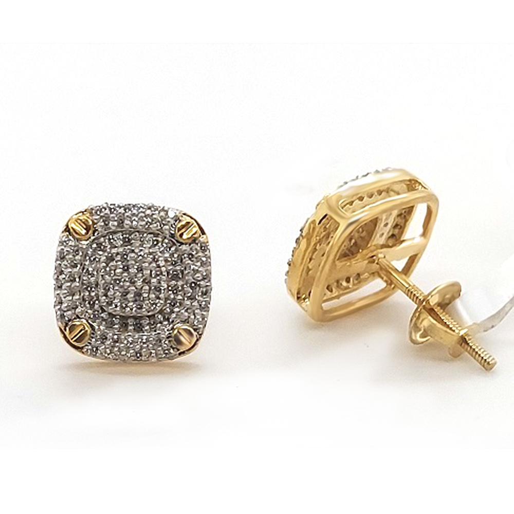 LADIES EARRINGS 0.33CT ROUND DIAMOND 10K YELLOW GOLD - Image 1