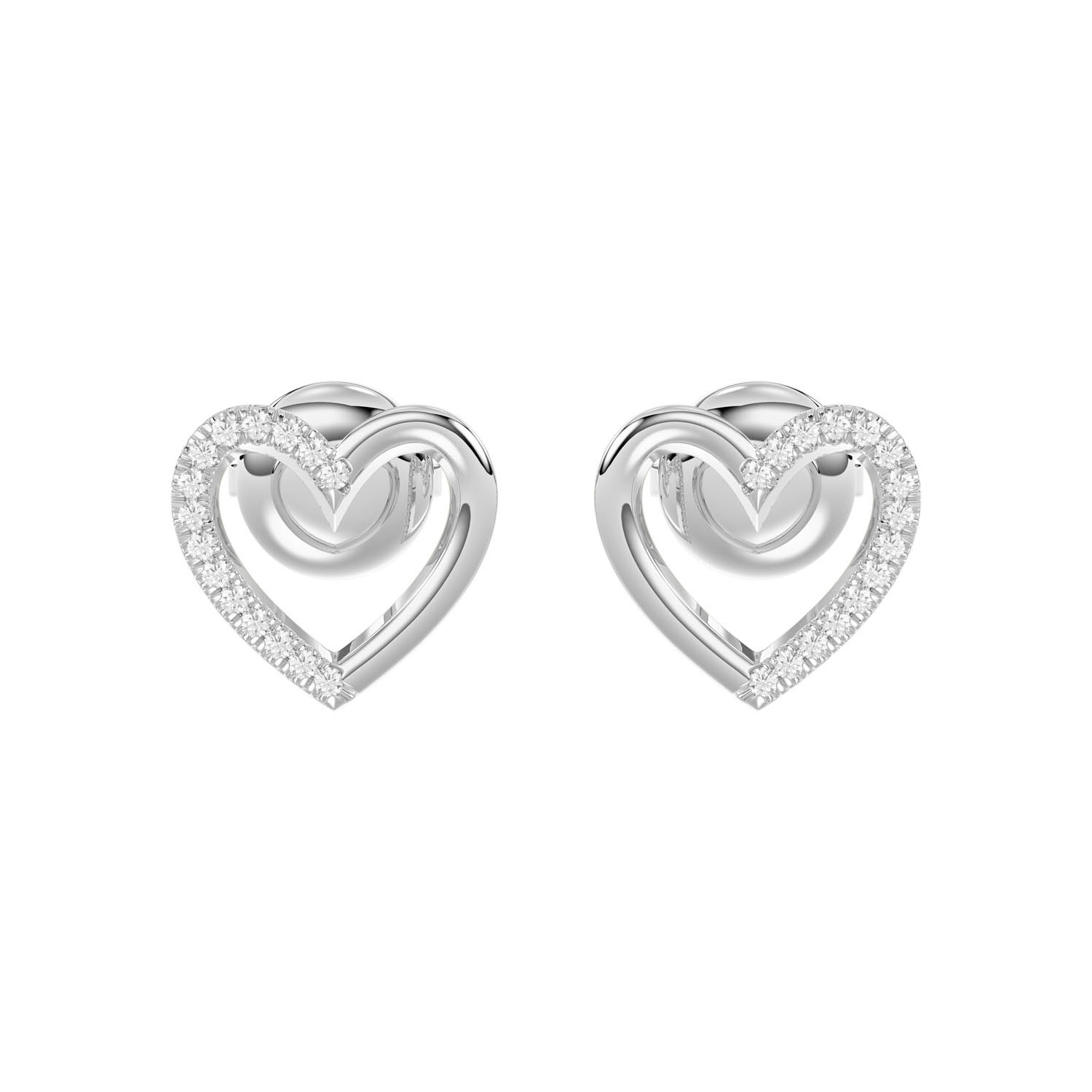 LADIES EARRINGS 0.10CT ROUND DIAMOND 14K WHITE GOLD - Image 1