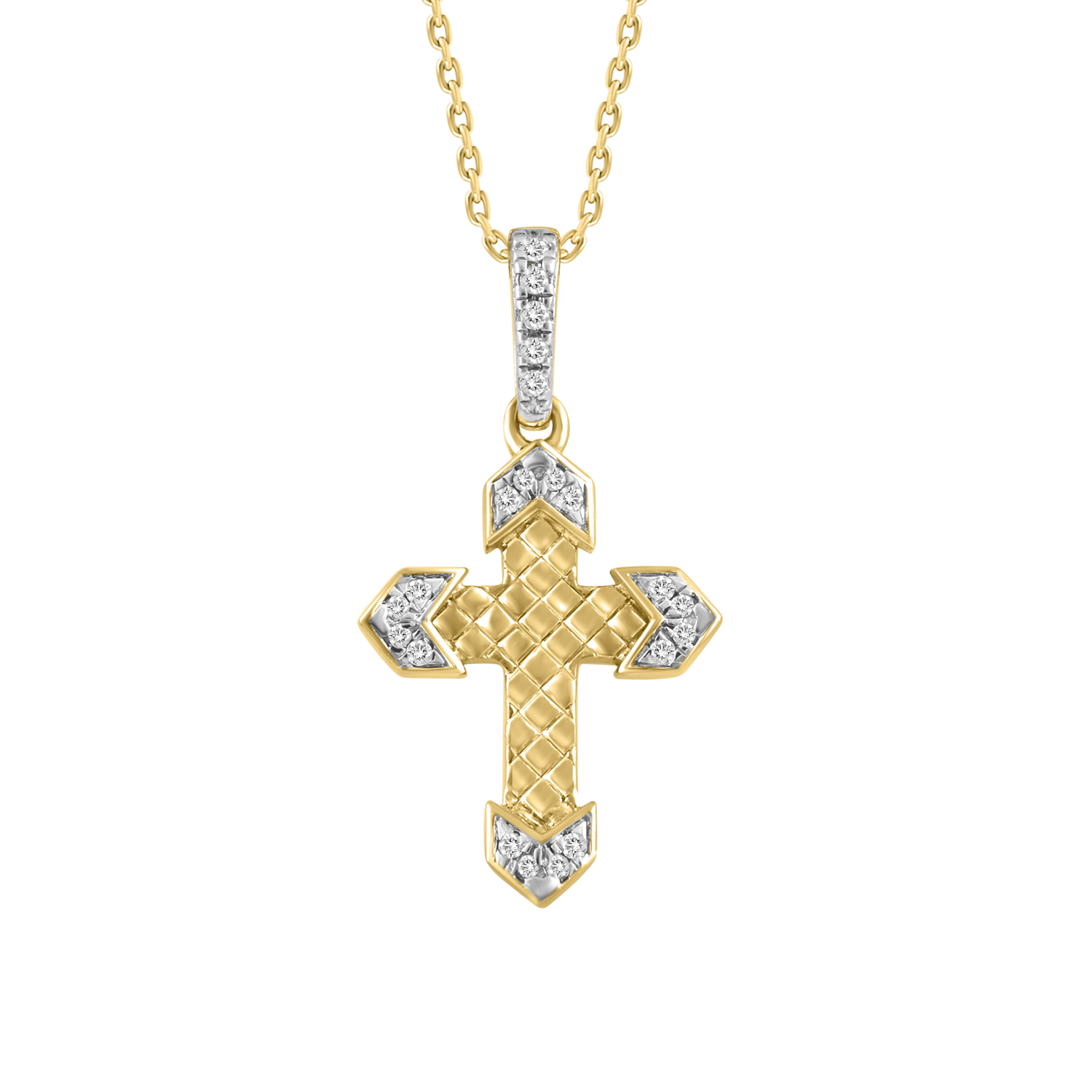 LADIES PENDANT WITH CHAIN 0.05CT ROUND DIAMOND 10K YELLOW GOLD - Image 1