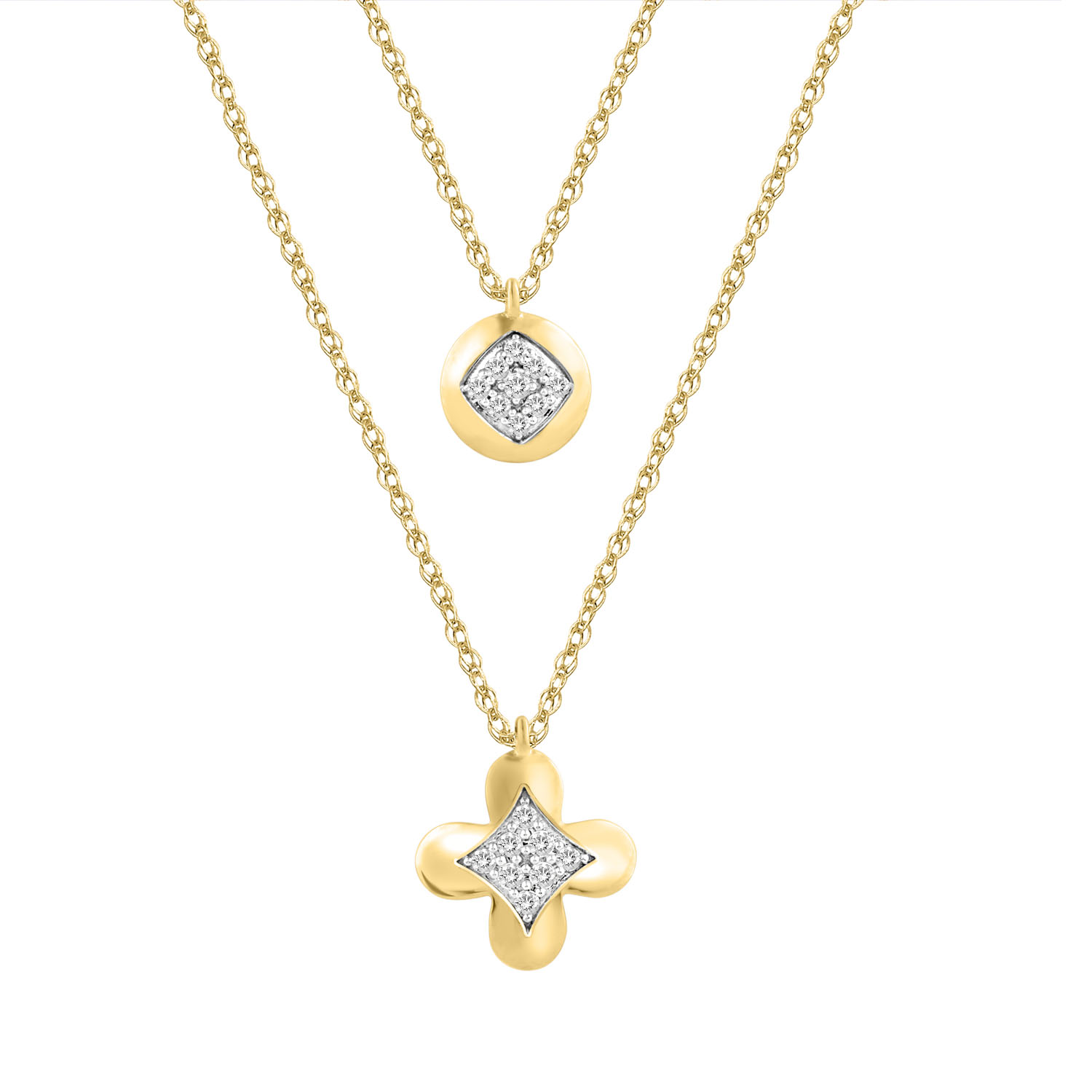 LADIES NECKLACE 0.15CT ROUND DIAMOND 10K YELLOW GOLD - Image 1