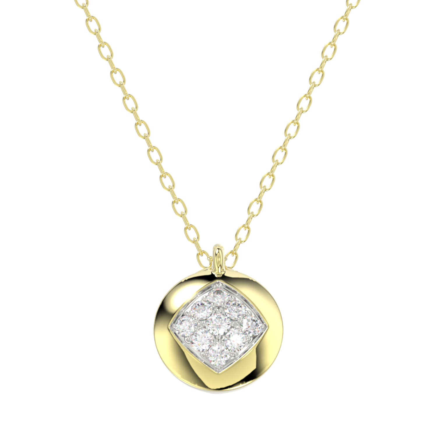 LADIES NECKLACE 0.10CT ROUND DIAMOND 10K YELLOW GOLD - Image 1