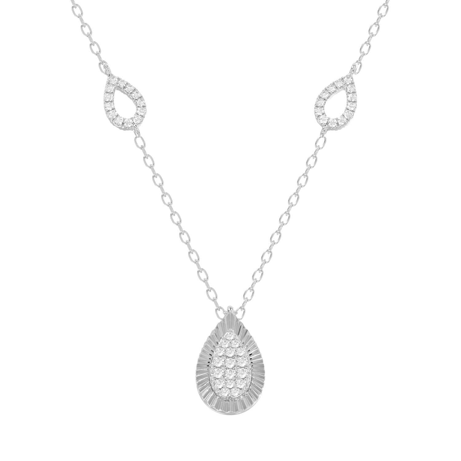 LADIES NECKLACE 0.25CT ROUND DIAMOND 10K WHITE GOLD - Image 1
