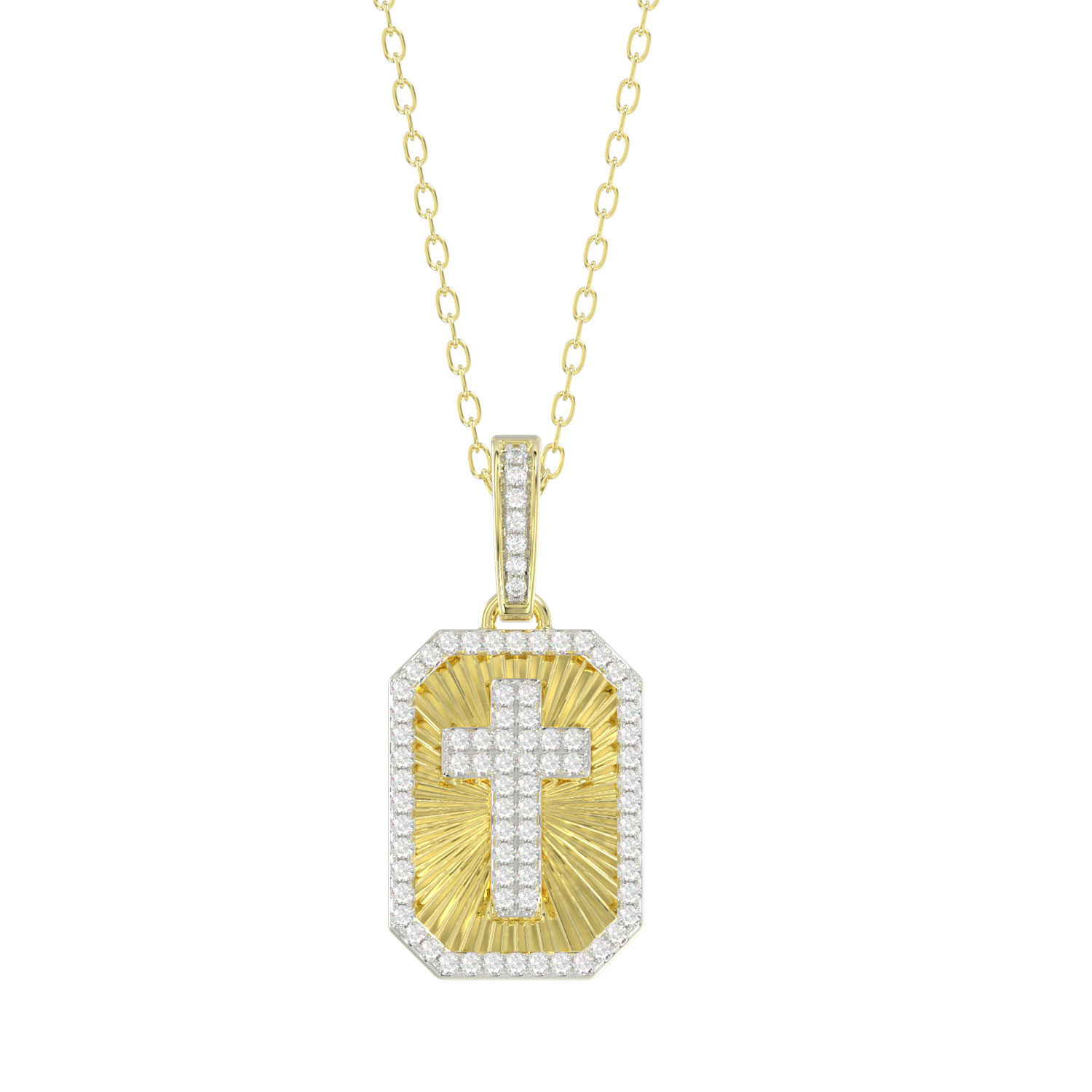 LADIES PENDANT WITH CHAIN 0.20CT ROUND DIAMOND 10K YELLOW GOLD - Image 1