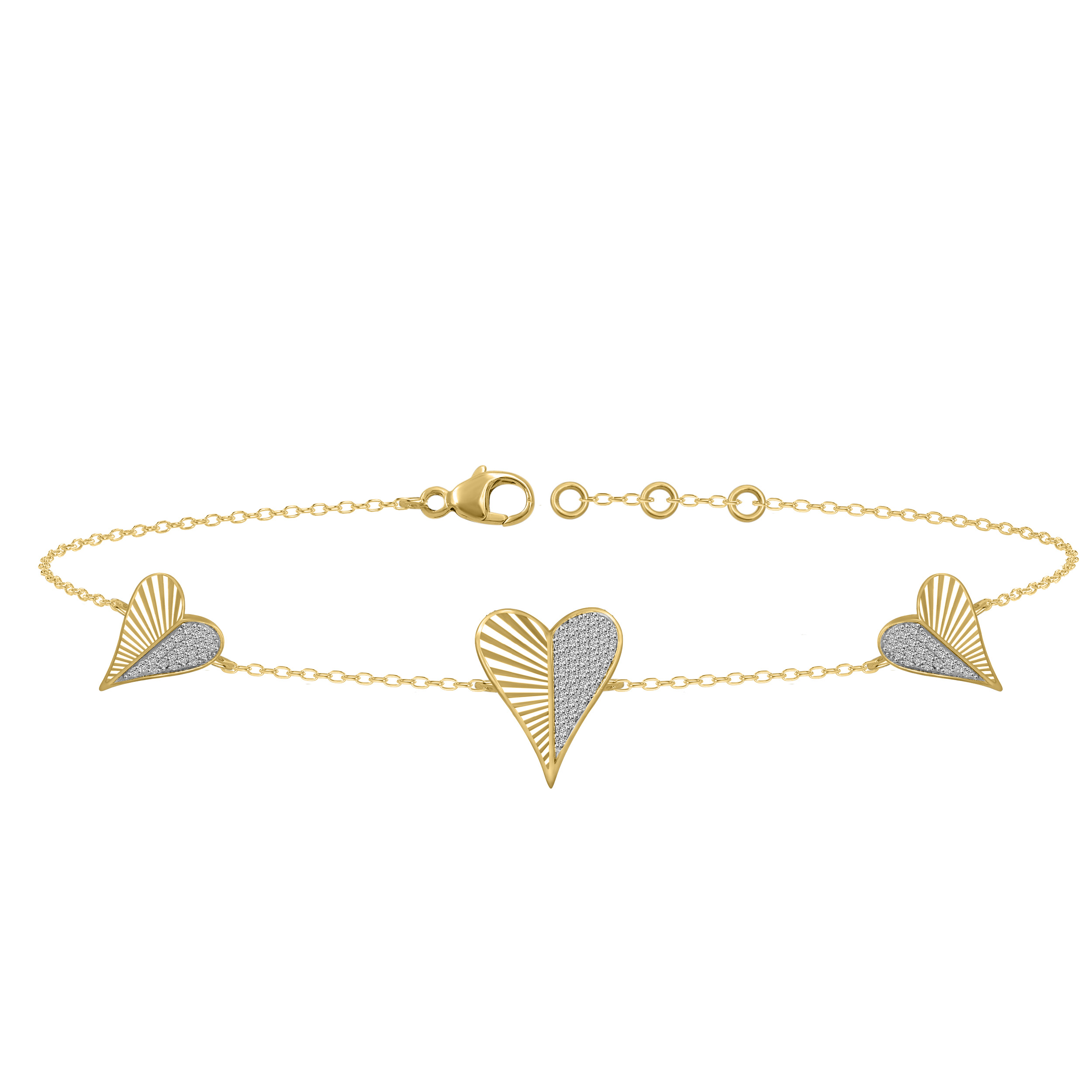 LADIES BRACELET 0.25CT ROUND DIAMOND 10K YELLOW GOLD - Image 1