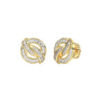 LADIES EARRING 0.20CT ROUND/BAGUETTE DIAMOND 10K YELLOW GOLD - Image 3