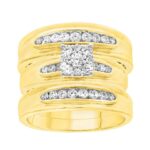 LADIES TRIOS SET 0.75CT ROUND DIAMOND 10K YELLOW GOLD