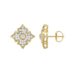 LADIES EARRING 0.25CT ROUND DIAMOND 10K YELLOW GOLD - Image 2