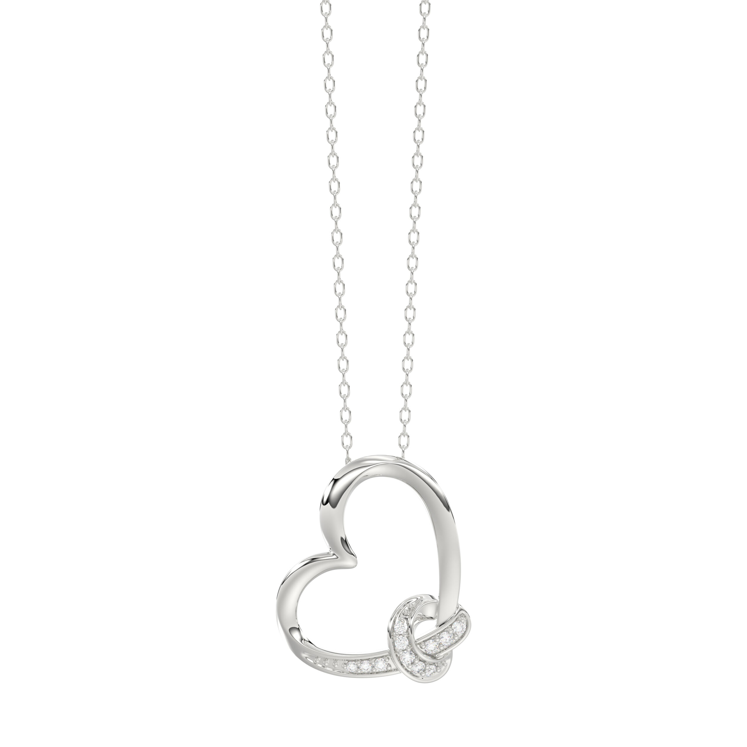 LADIES PENDANT 0.10CT ROUND DIAMOND 10K WHITE GOLD - Image 1