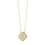 LADIES PENDANT 0.25CT ROUND/BAGUETTE DIAMOND 10K YELLOW GOLD - Image 3