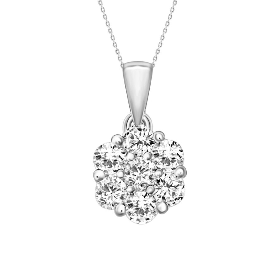LADIES PENDANT WITH CHAIN 0.15CT ROUND DIAMOND 10K WHITE GOLD - Image 1