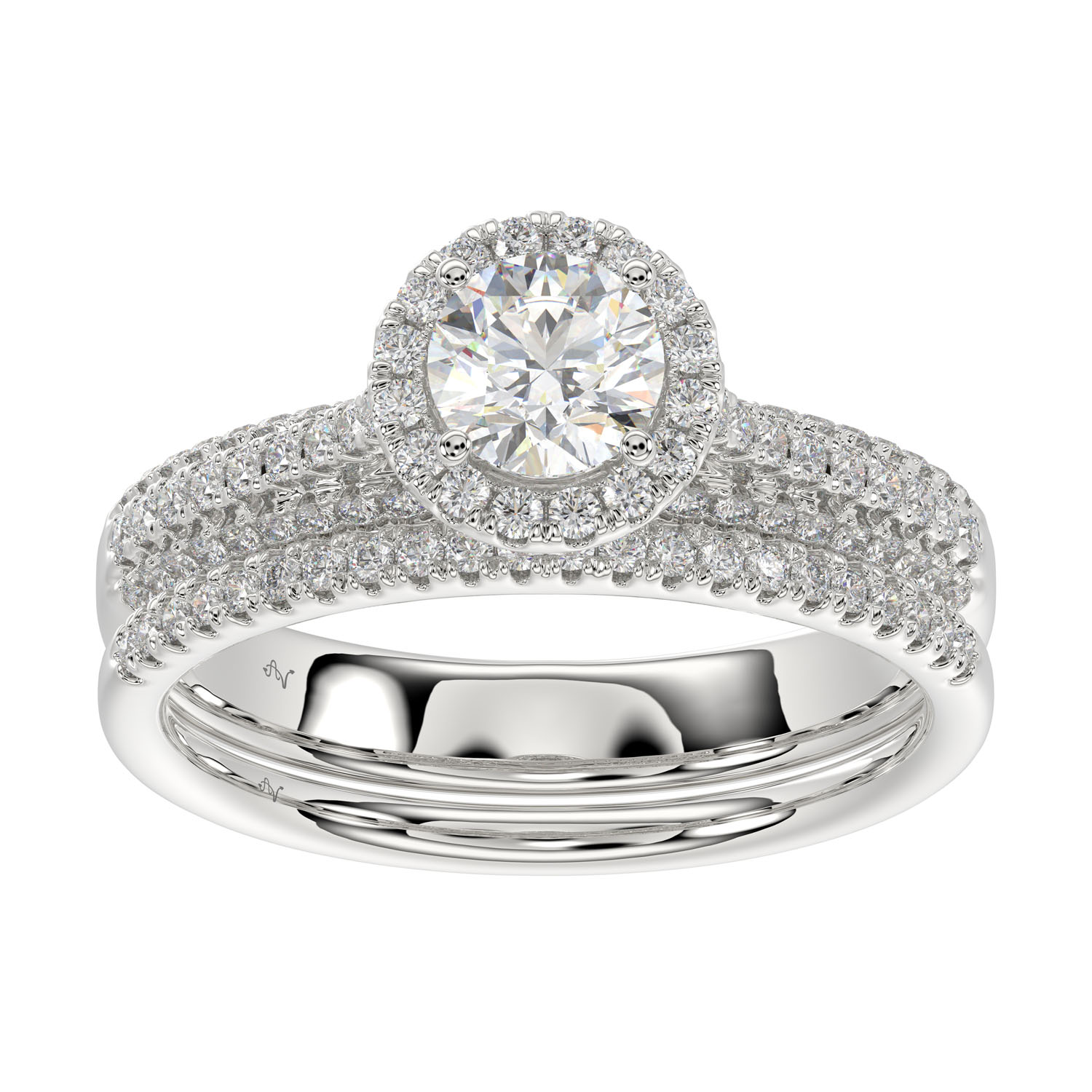 LADIES BRIDAL SET 1.33CT ROUND DIAMOND 14K WHITE GOLD (SI QUALITY) - Image 1
