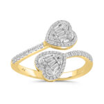 LADIES RING 0.40CT ROUND/BAGUETTE DIAMOND 14K YELLOW GOLD