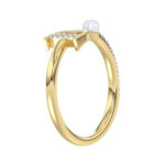 LADIES RING 0.10CT ROUND/PEARL DIAMOND 10K YELLOW GOLD - Image 4