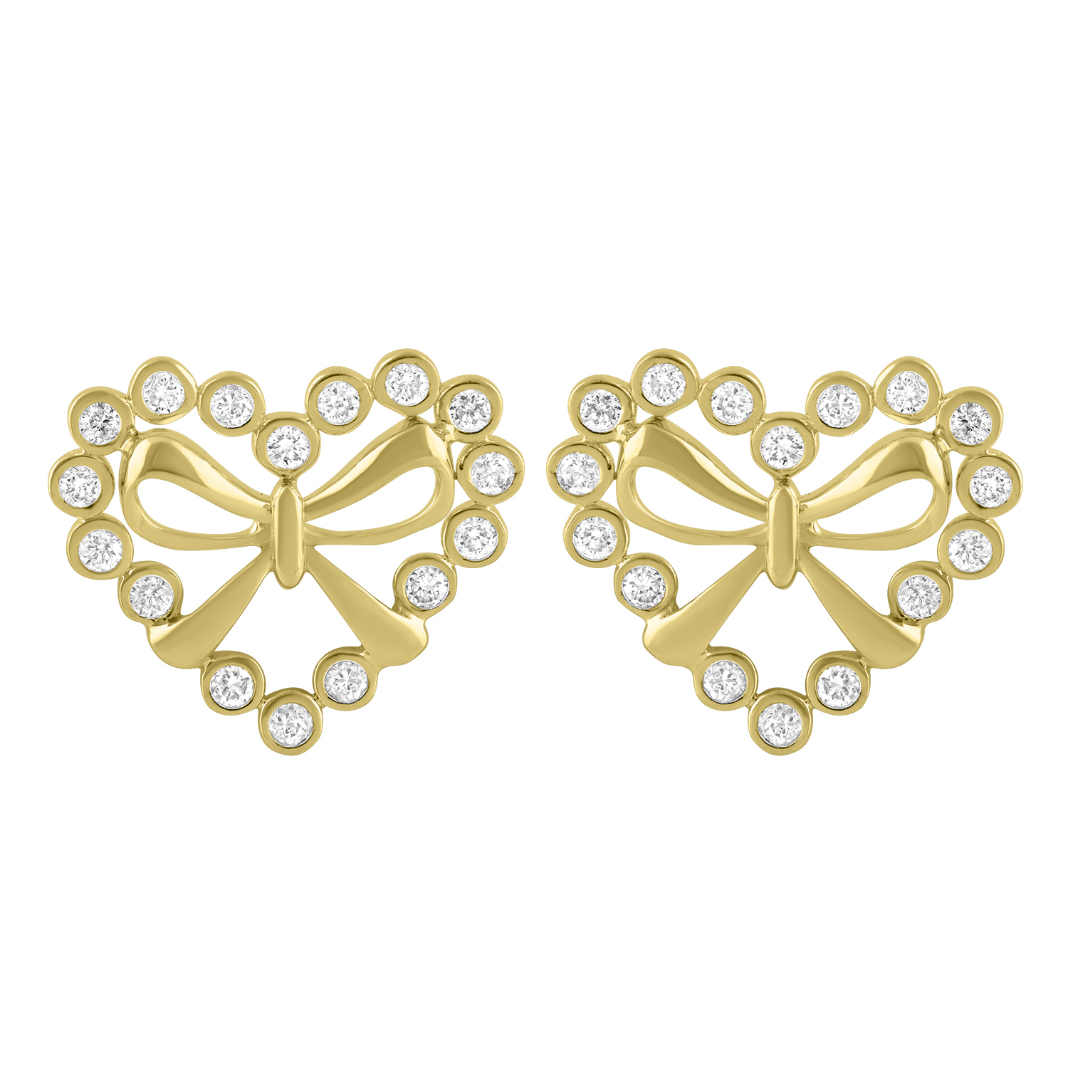 LADIES EARRINGS 0.25CT ROUND DIAMOND 10K YELLOW GOLD - Image 1
