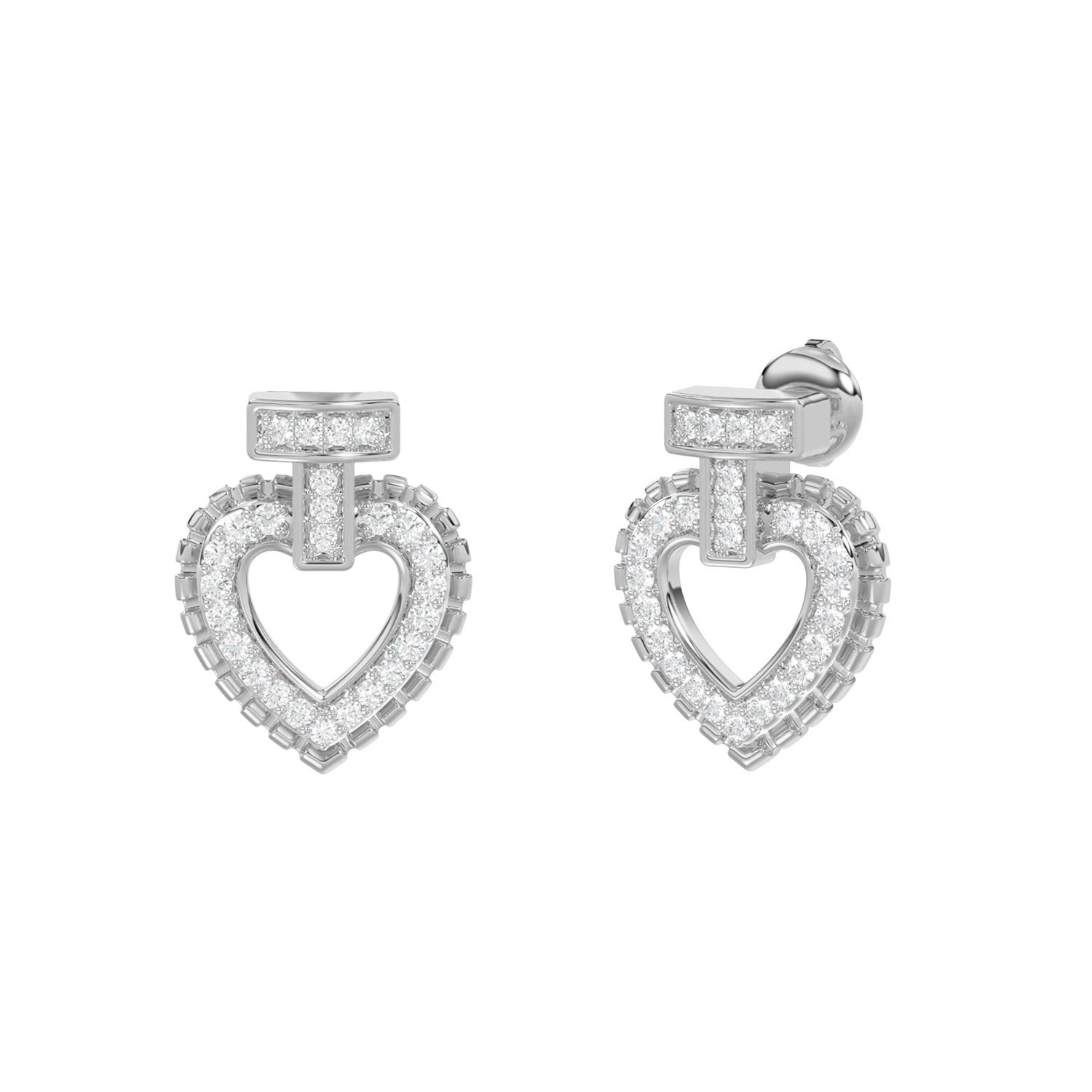 LADIES EARRINGS 0.15CT ROUND DIAMOND 10K WHITE GOLD - Image 1
