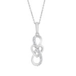 ELEGANCE 10K WHITE GOLD 0.10CT ROUND DIAMOND LADIES FASHION PENDANT WITH CHAIN