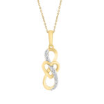 ELEGANCE 10K YELLOW GOLD 0.10CT ROUND DIAMOND LADIES FASHION PENDANT WITH CHAIN