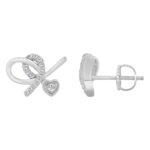 LADIES FASHION EARRINGS 0.10CT ROUND DIAMOND 10K WHITE GOLD