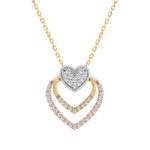 10K WHITE/YELLOW/ROSE  GOLD LADIES FASHION HEART SHAPE PENDANT INCLUDES WITH CHAIN  0.25CT ROUND NATURAL DIAMOND