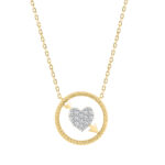 10K YELLOW GOLD LADIES HEART AND ARROW PENDANT  0.15CT ROUND NATURAL DIAMOND, WITH CHAIN