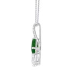 14K WHITE GOLD 3.00CT ROUND/GREEN EMERALD PEAR/MARQUISE DIAMOND LADIES PENDANT (GREEN EMERALD PEAR 3/1CT) - Image 2