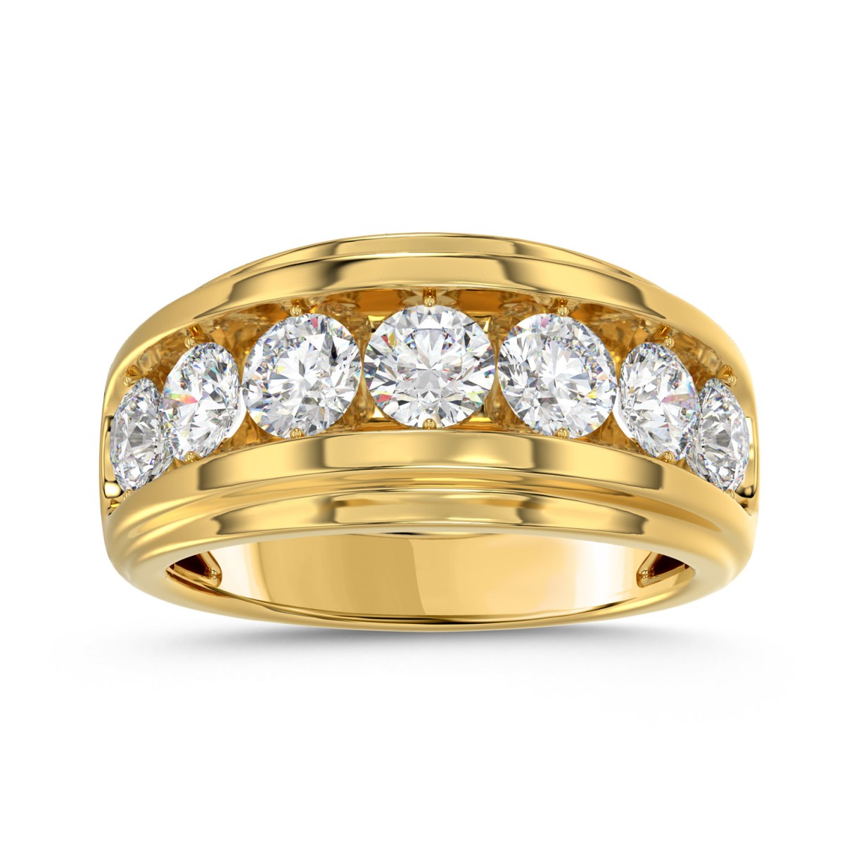 10K YELLOW GOLD 3.00CT ROUND DIAMOND MEN'S BAND - Image 1