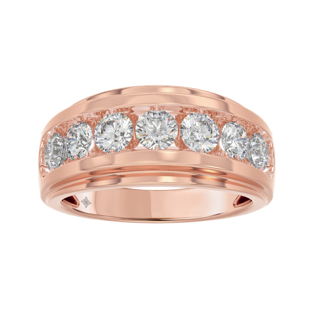 14K ROSE GOLD 2.00CT ROUND DIAMOND MEN'S BAND - Image 1