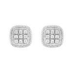 14K WHITE GOLD 3 /4CT ROUND DIAMOND MEN'S EARRINGS