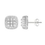 14K WHITE GOLD 3 /4CT ROUND DIAMOND MEN'S EARRINGS - Image 2