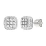 14K WHITE GOLD 3 /4CT ROUND DIAMOND MEN'S EARRINGS - Image 3