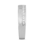14K WHITE GOLD 3/4CT ROUND/PRINCESS DIAMOND MEN'S BAND (CENTER STONE PRINCESS DIAMOND 1/2CT ) - Image 3