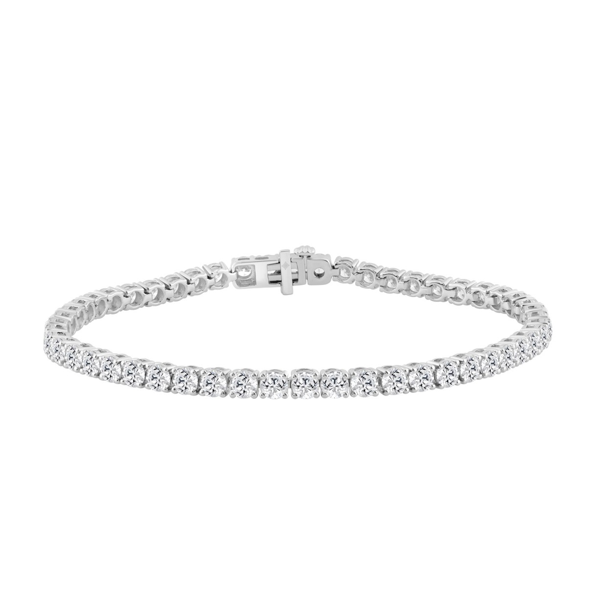 14K WHITE GOLD 6 3/8CT ROUND DIAMOND LADIES BRACELET - Image 1